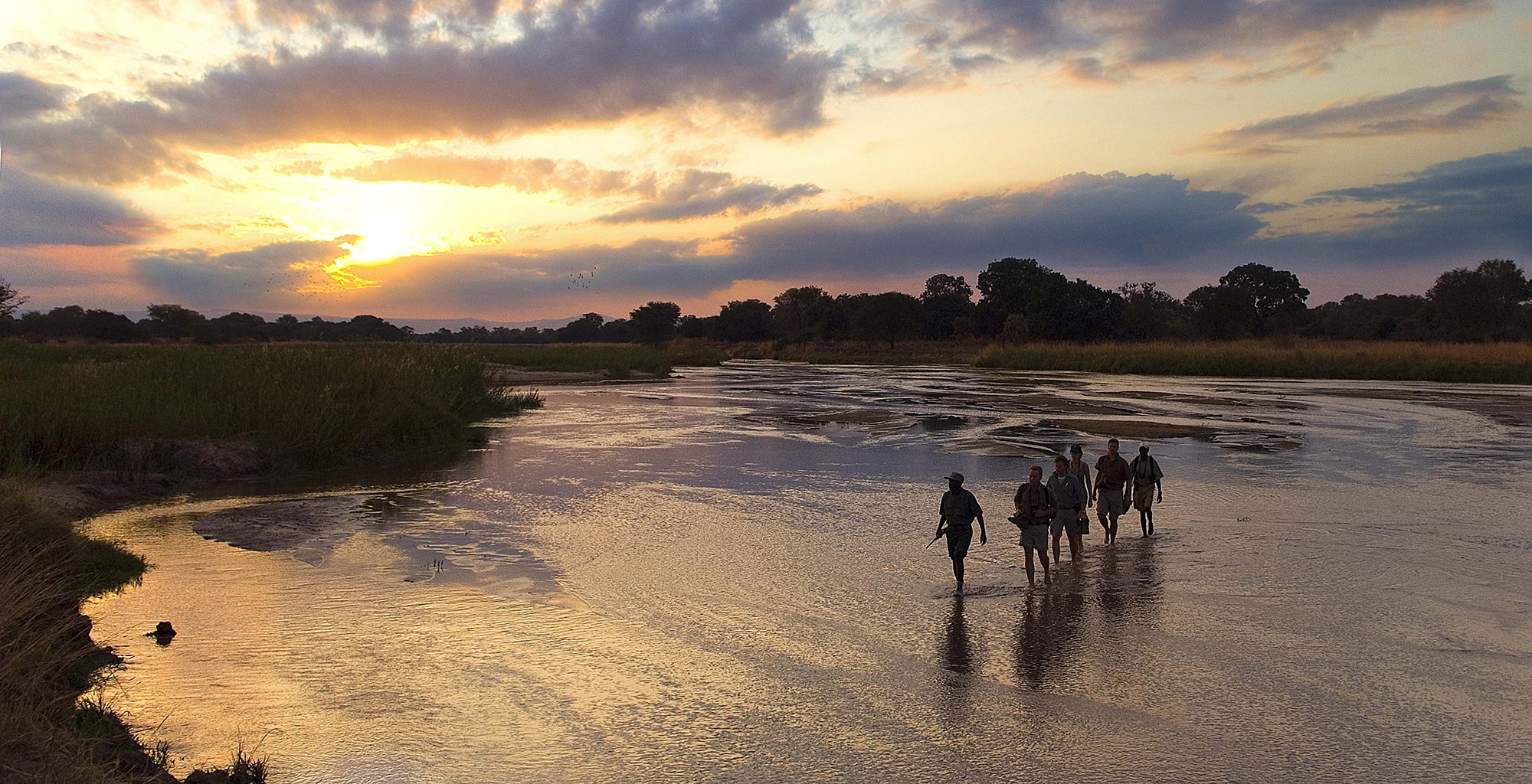 Zambia-South-Luangwa-Walking-Sunset