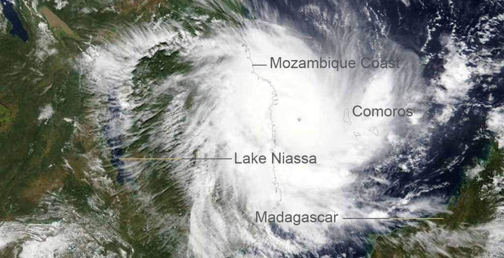 Cyclone Kenneth, picture taken from NASA