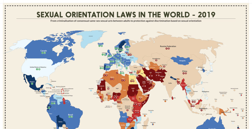 LGBTQ+ laws by country map