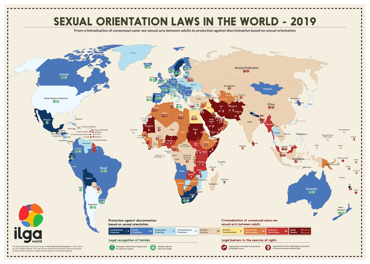 LGBTQ+ laws by country map